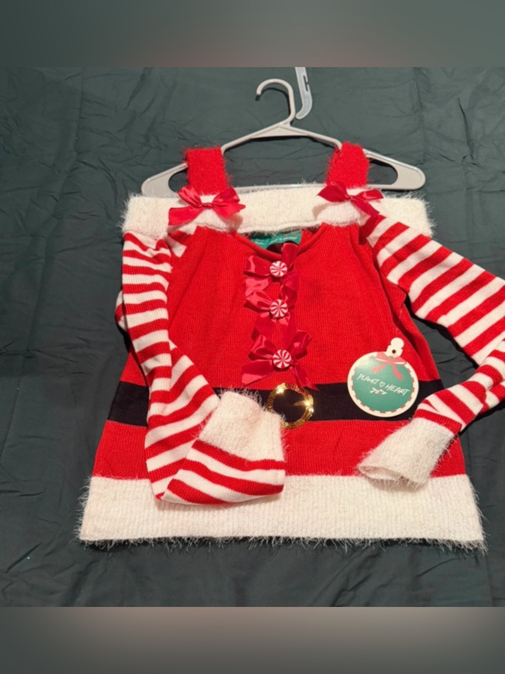 Holiday Red & White Sweater Top by (unknown)